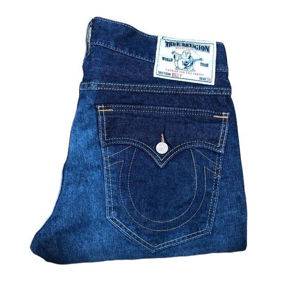 VINTAGE True Religion Jeans Size 36 BILLY Blue - Picture 6 of 9